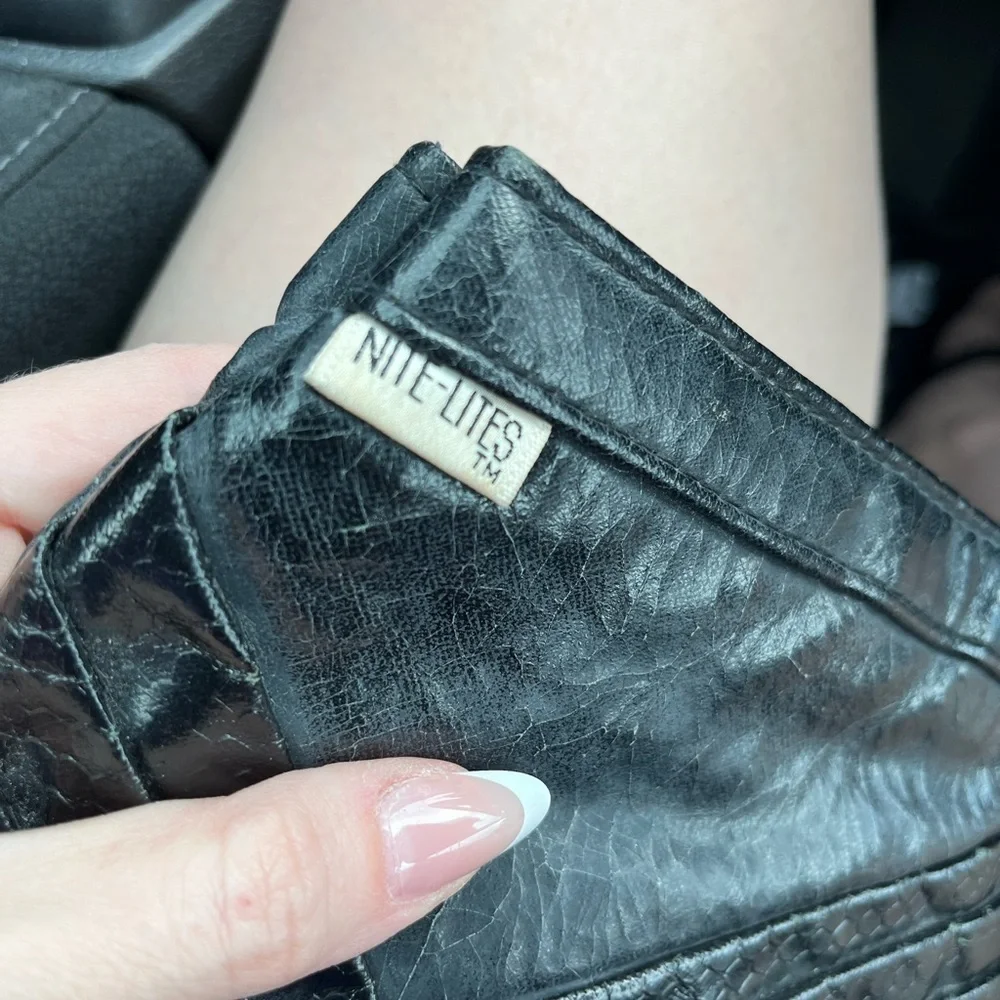 5/$25 Vintage Black Vegan Leather Nite Lites 80s clutch purse / evening bag 11